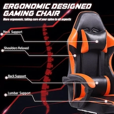 VIDEO OFFICE | GAMING CHAIR PU LEATHER WITH FOOTREST 